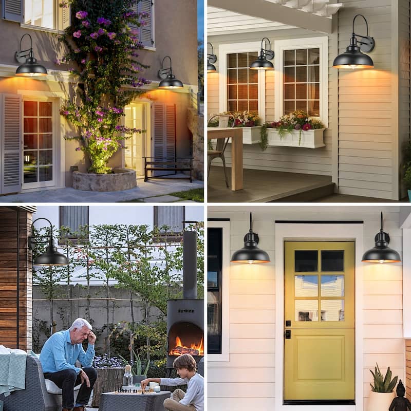 Farmhouse Gooseneck Dusk to Dawn Outdoor Wall Lights A set of two, Waterproof for House Porch Garage