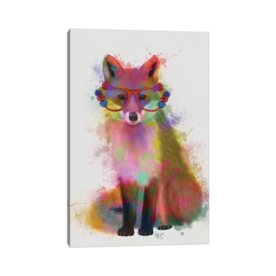 iCanvas "Rainbow Splash Fox II" by Fab Funky Canvas Print