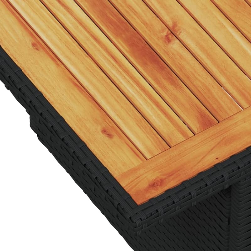 vidaXL Patio Table Rectangular Backyard Garden Poly Rattan and Acacia Wood - 39.4 x 21.7 x 28.7 in