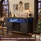 preview thumbnail 1 of 7, Farmhouse 47" Wine Bar Cabinet with Power Outlets & LED Lights, Industrial Coffee Bar Liquor Cabinet with Shelves & Wine Rack Grey Walnut