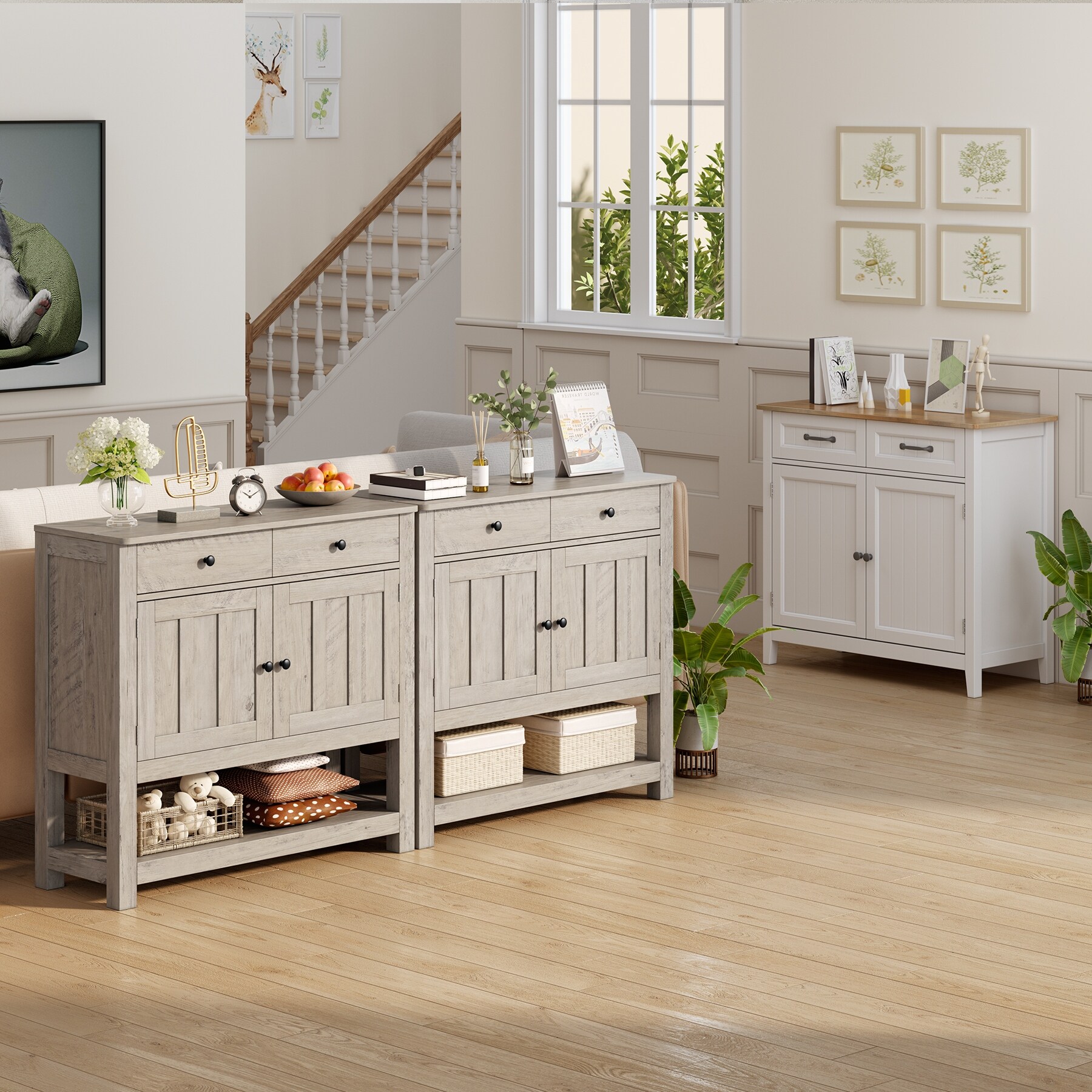 Sofa Table with Open Storage Shelf Farmhouse Console Table Kitchen Buffet Sideboard with Drawers On Sale Bed Bath Beyond 39468827