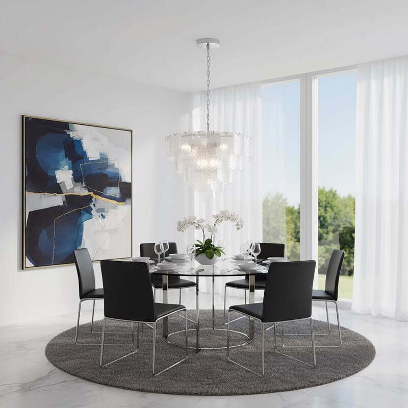 Artcraft Bianca - Chandelier - Polished Nickel - Crystalline with Piastra Type Glassware