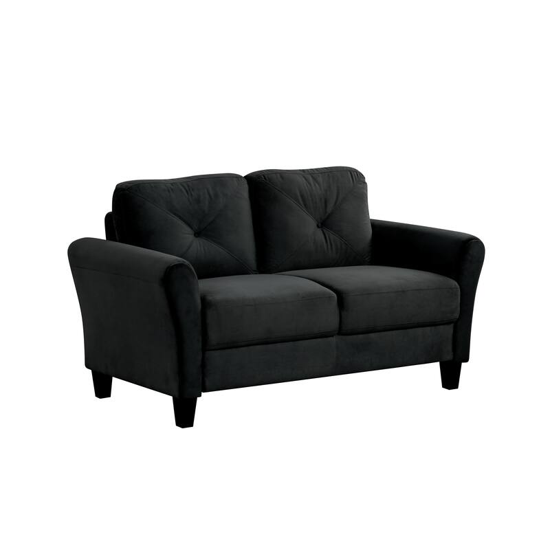 Black Velvet Sectional Couch for Small Spaces
