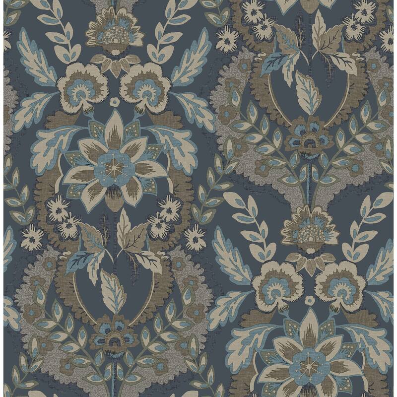 Chris Loves Julia x A-Street Prints Collins Teal Damask Wallpaper