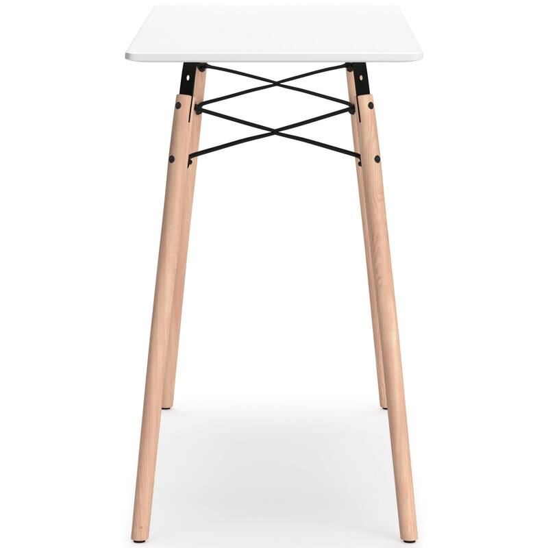 Laara Home Office Desk, White, Brown Wood, Metal Leg Braces, 36 Inch