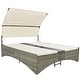preview thumbnail 18 of 18, Roomfitters Patio Daybed, Outdoor Rattan Sun Lounger with Shelter Roof, Adjustable Backrest, Storage & Cup Holders
