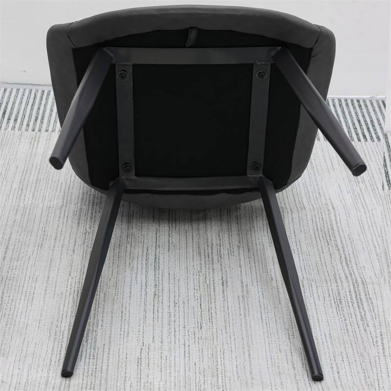 Set of 4 Modern Black PU Leather Dining Chairs with Metal Legs