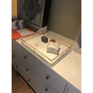 Kate and Laurel Mendel Rectangle Tray with Decorative Metal Rim - 12x16.5