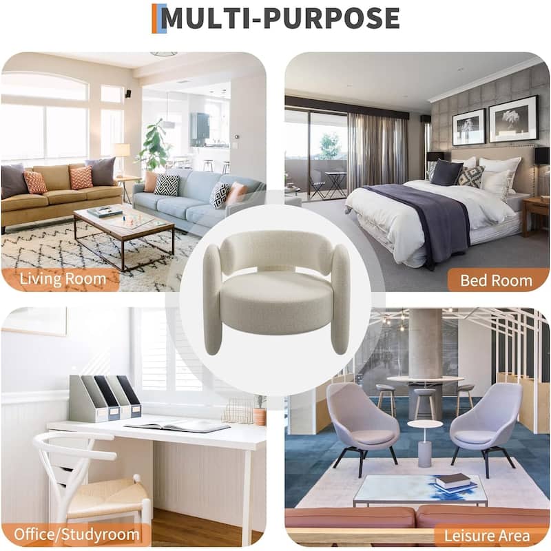 Modern Chenille Accent Chair,Round Corner Side Sitting Lounge Armchair for Bedroom