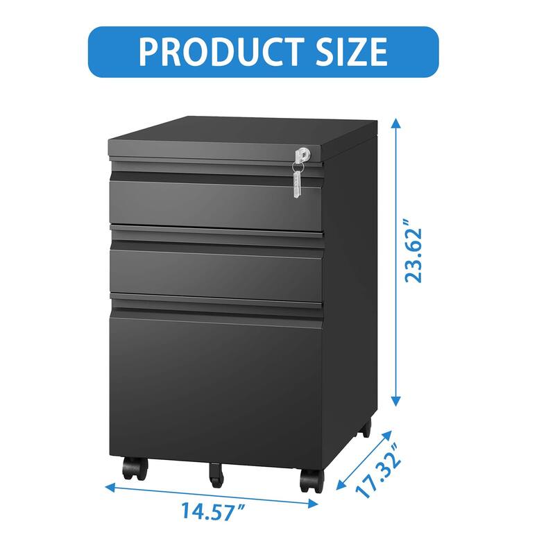 Modern Filing Cabinet, Mobile Filing Cabinet with Full-extension Drawer Slides and Removable Pencil Case, for Home Office