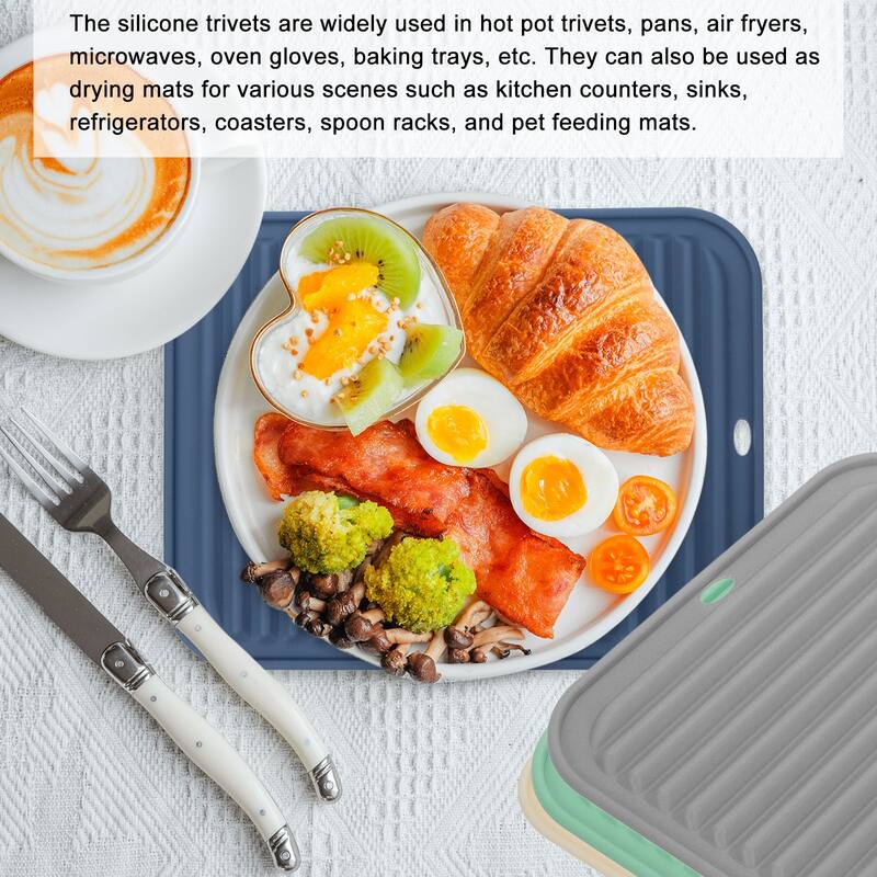 2 Pack Silicone Dish Drying Mat, 9"x12" Trivets for Hot Pots and Pans