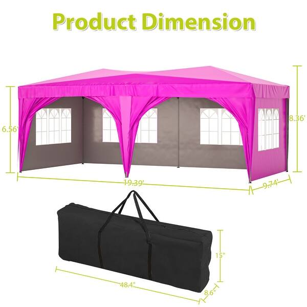 10x20FT Party Tent Heavy Duty Large Outdoor Gazebo Pink Canopy