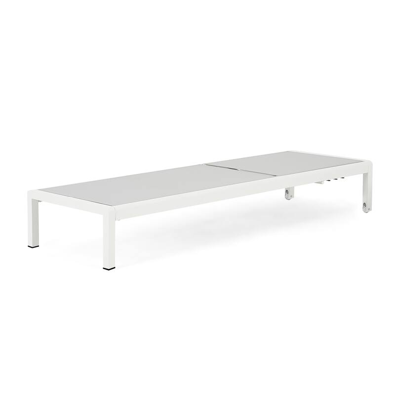 Roomfitters Outdoor Reclining Chaise Lounge Chairs, Set of 2, Adjustable Aluminum Frame, White
