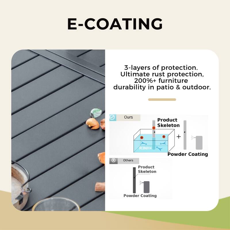 MAISON ARTS 7-Piece Metal Patio Dining Set With 1 Rectangular Table & 6 Stackable Dining Chairs