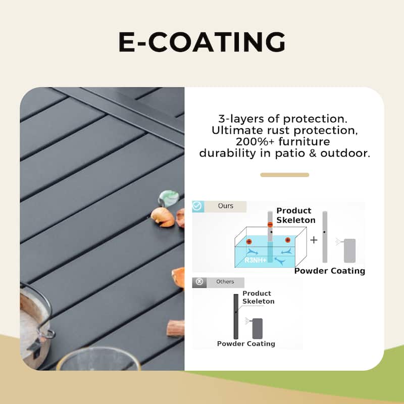 MAISON ARTS 7 Pieces Patio Dining Set with Metal Rectangular Dining Table and Swivel Chairs