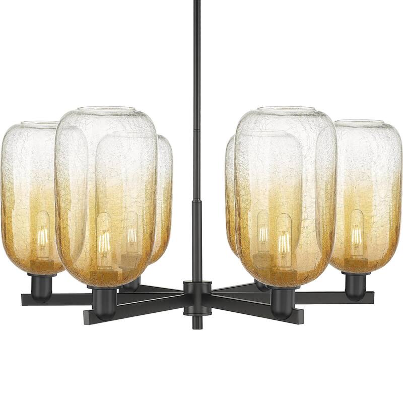 Innovations Lighting 716-6CR-17-24 Brookhaven Cloche Chandelier - Matte Black / Amber