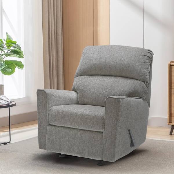 Fabric Upholstered Rocker Recliner with Track Armrests and Tufted Back