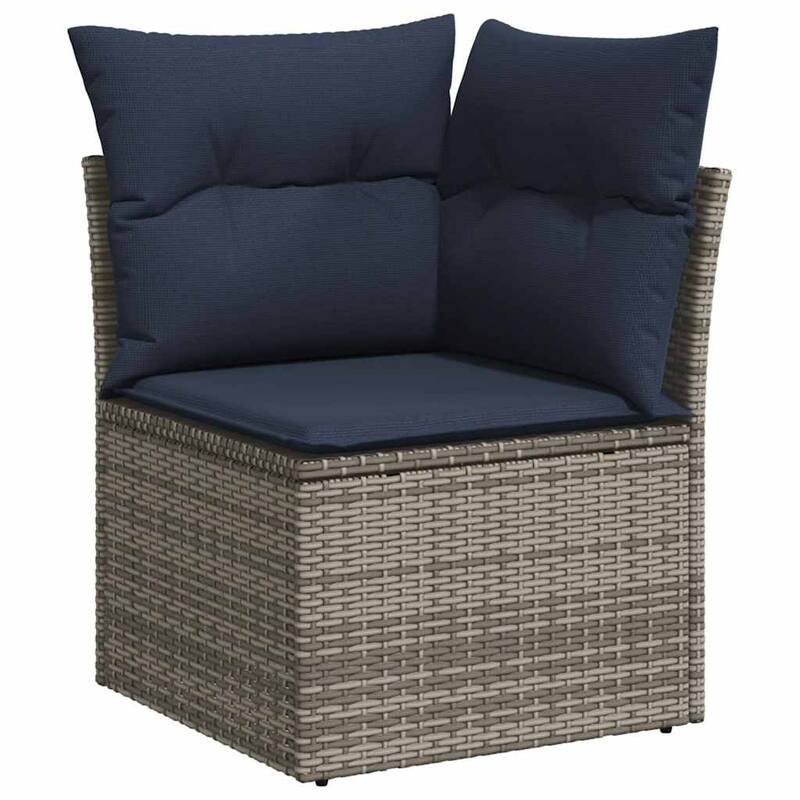 vidaXL 7 Piece Patio Sofa Set with Cushions Black/Brown/Gray Poly Rattan - 24.4 x 24.4 x 27.2
