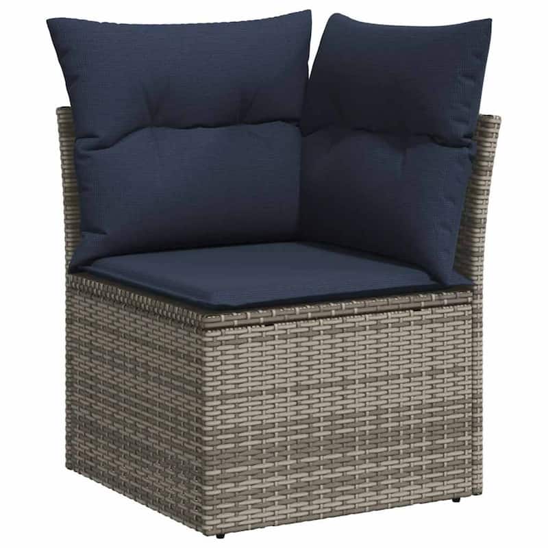 vidaXL Patio Sofa Set with Cushions Table and Couches 6 Piece Poly Rattan - 24.4" x 24.4" x 27.2"