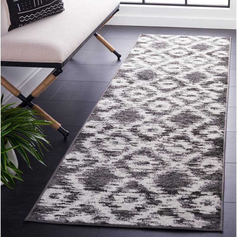 SAFAVIEH Adirondack Toribia Vintage Boho Oriental Rug - 2'6" x 12' Runner - Charcoal/Ivory