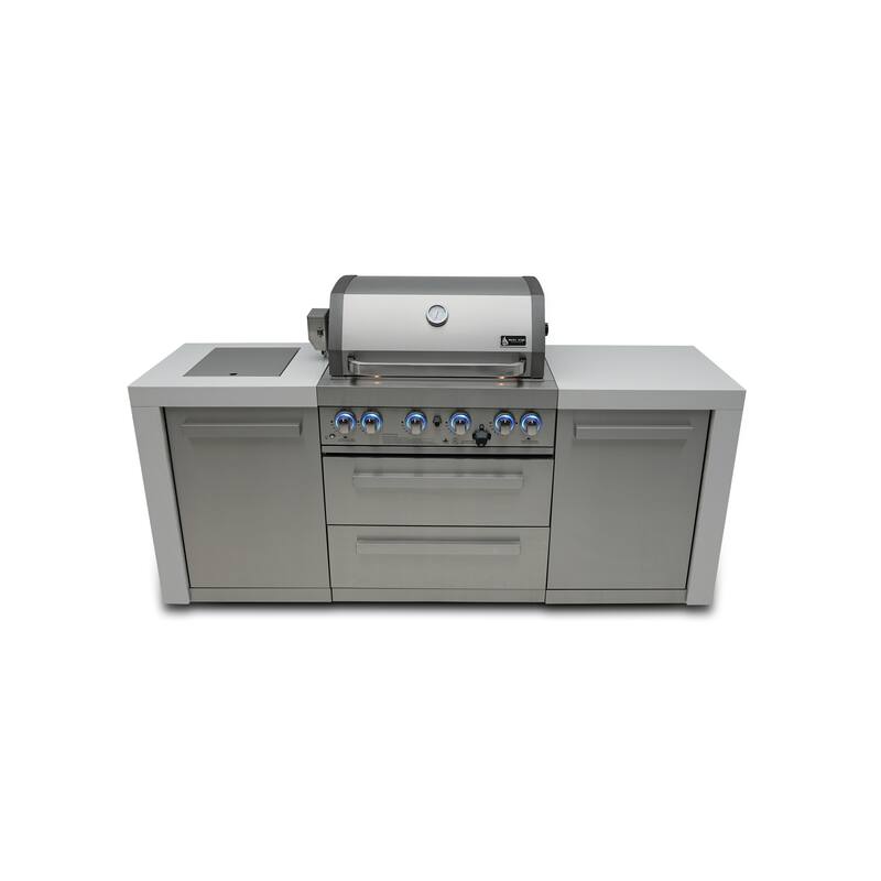 Mont Alpi MAi400-D 32-inch 4-Burner 78000 BTU Stainless Steel Modular Outdoor Kitchen Island BBQ Gas Grill + 2 Infrared Burners - Silver