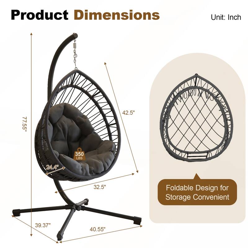 Elegant Outdoor Egg-Shaped Hanging Chair with Stand