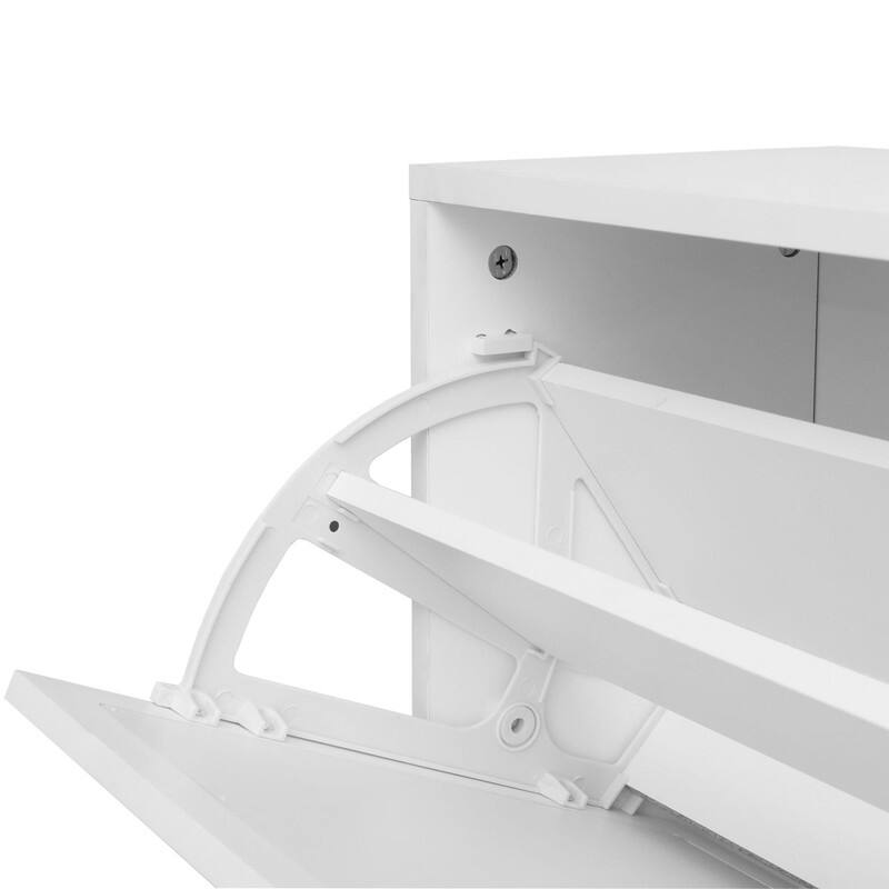 Freestanding Modern Shoe Rack Storage with 3 Natural Rattan Door