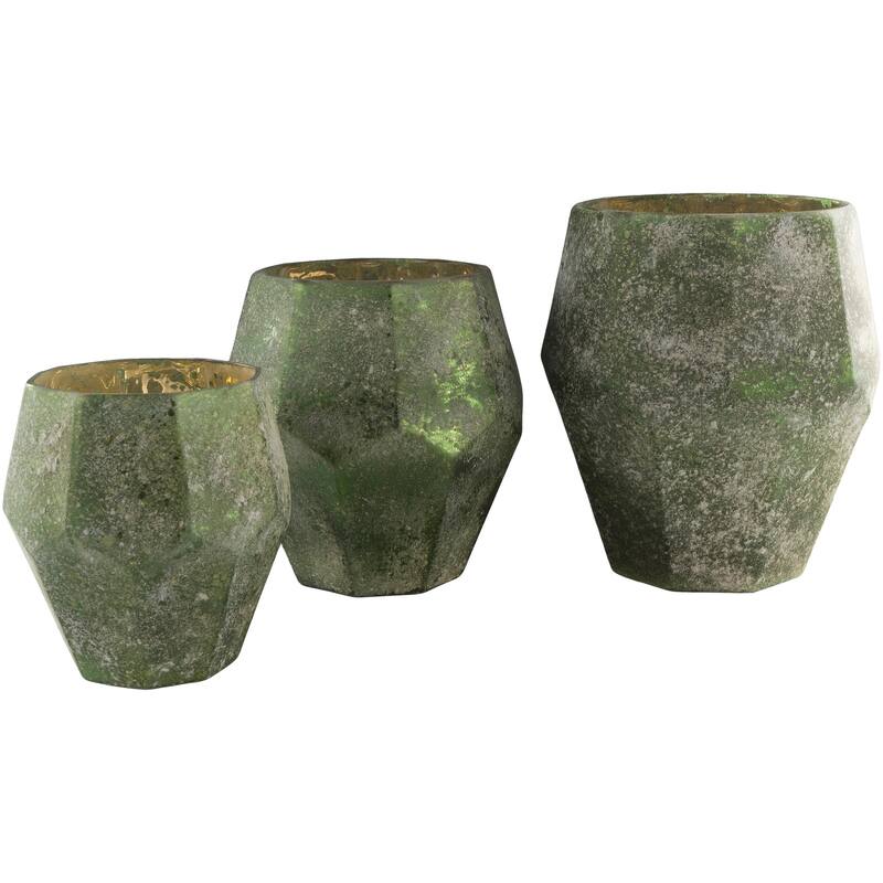 Eburwin Glass Traditional Hurricane Set (3-piece) - 12" x 11" x 11", 11" x 10" x 10", 8" x 8" x 8"