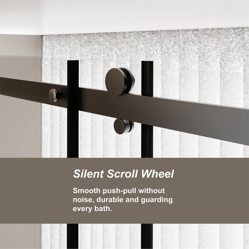 Tempered Glass Frameless Single Sliding Shower Door with 1/4" Thick