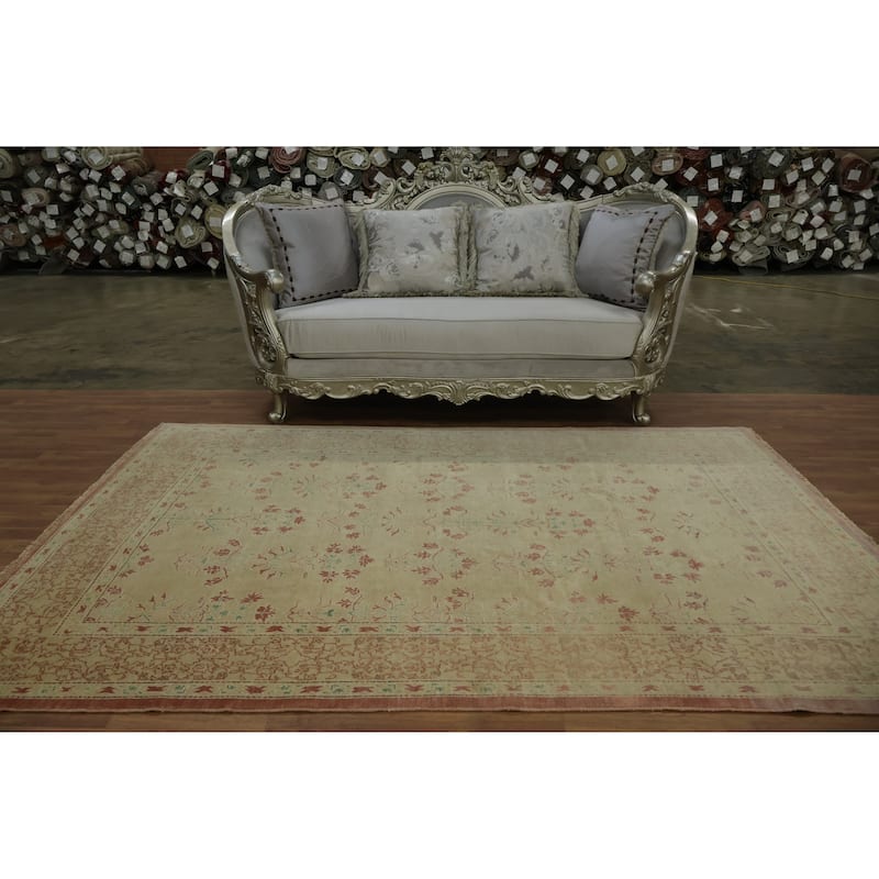 Hand Knotted Oriental 100% Wool Carpet Traditional All-Over Green Ziegler Area Rug - 8' 9'' X 5' 11''