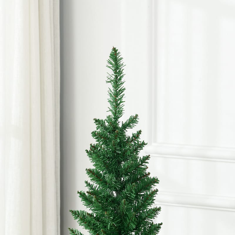 HOMCOM 5' Artificial Pencil Christmas Tree, Slim Xmas Tree with 294 Realistic Branch Tips and Plastic Stand, Blue - 4.91 ft