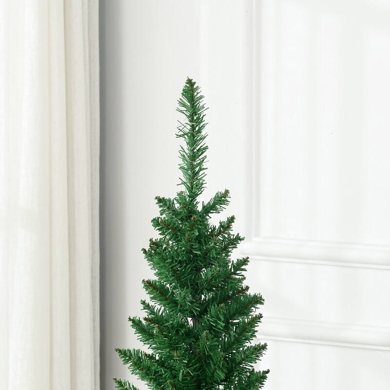 HOMCOM 6' Unlit Artificial Pencil Christmas Tree, Slim Xmas Tree with 390 Realistic Branch Tips and Plastic Stand, Blue
