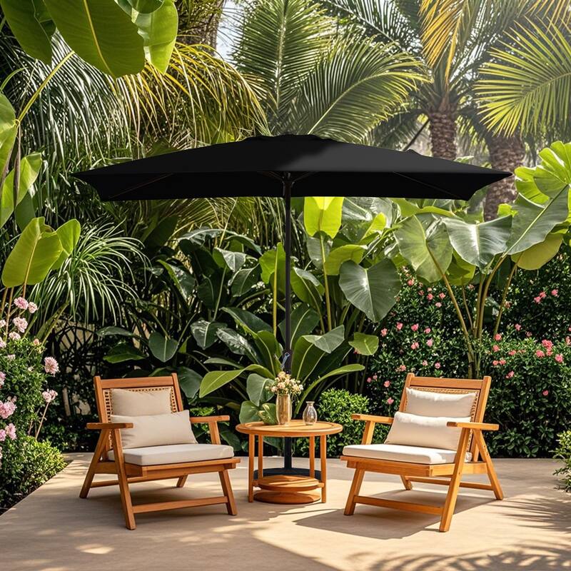8*10ft Rectangular Patio Market Umbrella with Crank & Tilt，UV-Resistant