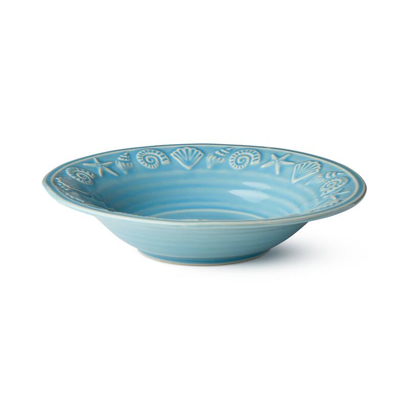 Certified International Coastline Blue 9" Soup/Cereal Bowls, 30oz., Set of 4 - 9.00"L x 9.00"W x 2.00"H