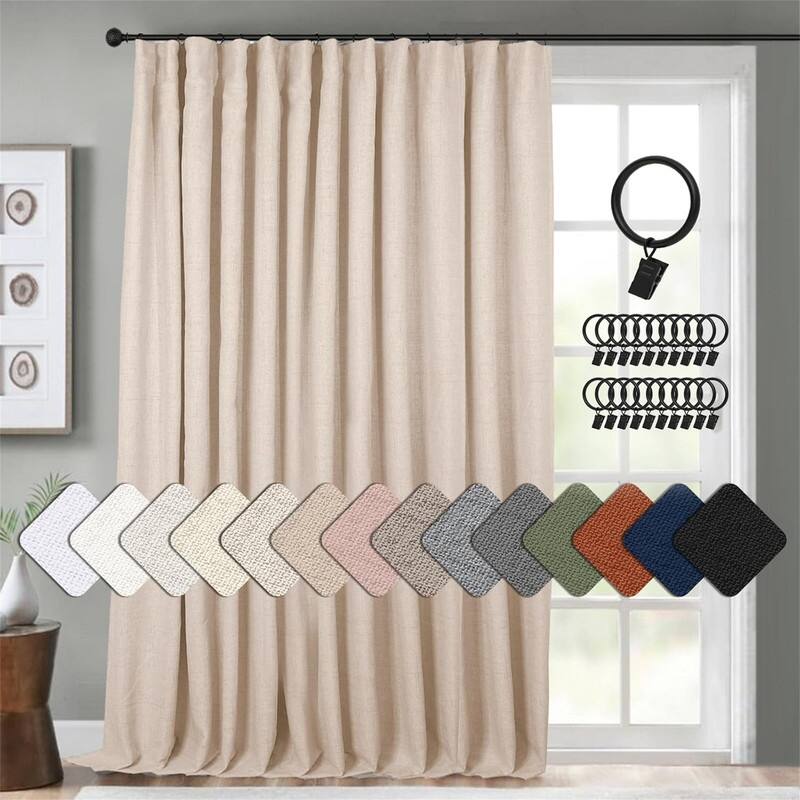 Oatmeal Sliding Door Curtains 100x84" Farmhouse