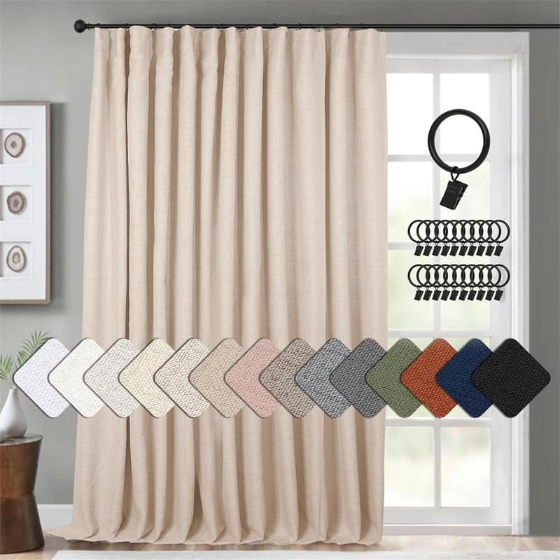 Oatmeal Sliding Door Curtains 100x84" Farmhouse