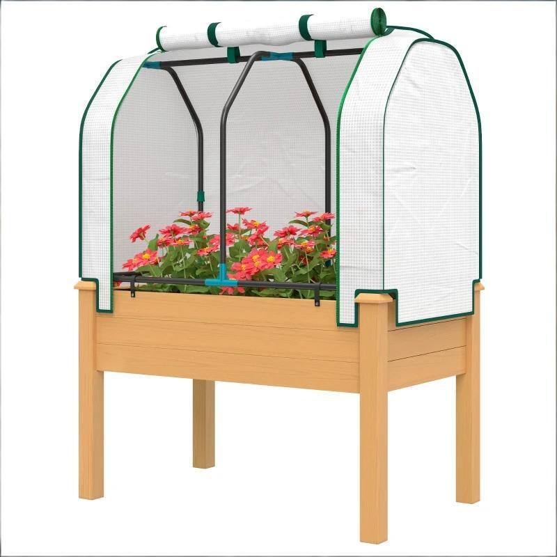 Wooden Outdoor Planter Box, Convenient Raised Raised Bed