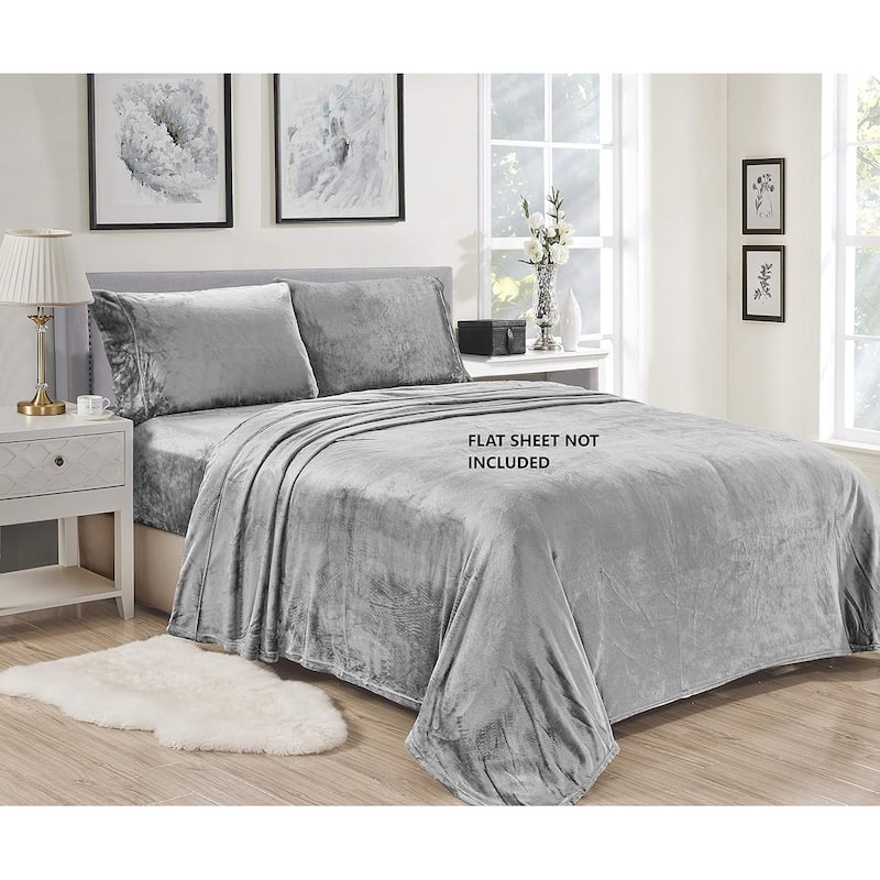 Décor&More Luxury Elegance 3 Piece Queen Size Extra Soft Velvet Touch Microplush Sheet Set - Grey - Queen