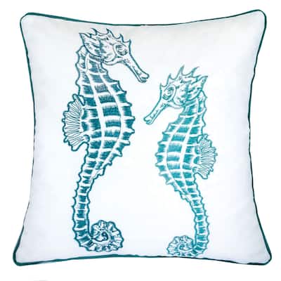Vincola Coastal Cotton 20-inch Seahorse Accent Pillow (Set of 2) by Porch & Den