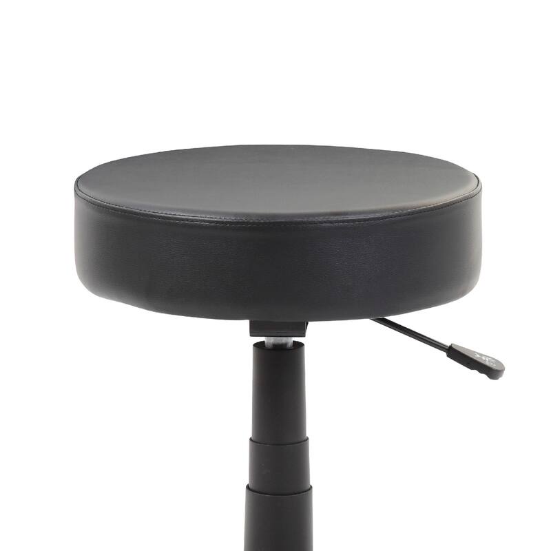 Swivel Stool with 18-23 Inch Adjustable Height, Round Black Vinyl Seat
