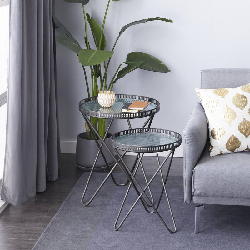 Metal Accent Table - Set of 2 Gray - Roche River Decor