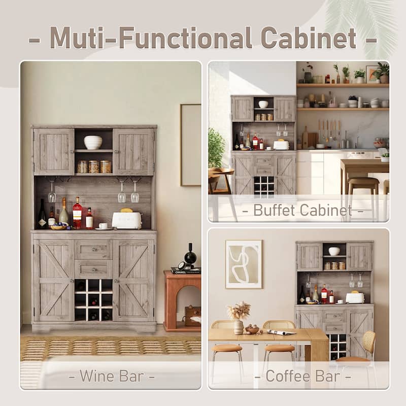 Coffee Bar Cabinet Kitchen Cabinet with Storage,Wine Cabinet with Drawers shelves and cabinets,Buffet Wine & Glass Racks