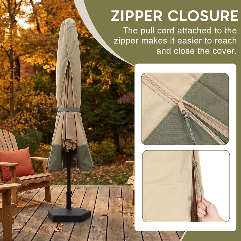 Aoodor Heavy Duty Patio Umbrella Cover for 8-11ft Double-Sided Umbrella