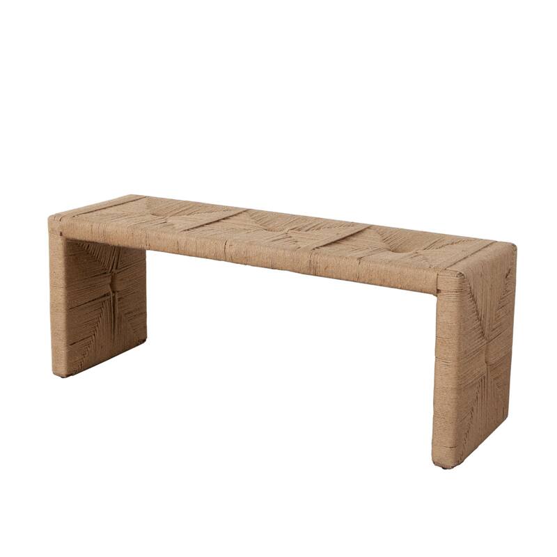Koe Accent Bench, 49 Inch Wide Handwoven Natural Jute Woven Frame