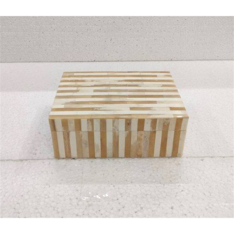 Med. Bone Striped Decorative Box