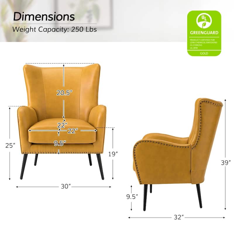Invidiae Wooden Upholstered Armchair with Metal Legs