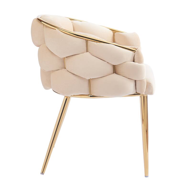 Set of 2 Luxury Handmade Accent Chair with Gold Legs, Modern Velvet Armchair Dining Chair for Living Room Bedroom