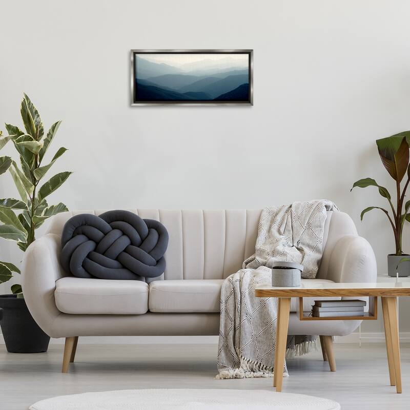 Stupell Foggy Blue Mountains Framed Floater Canvas Wall Art Design By Gemma Bardot