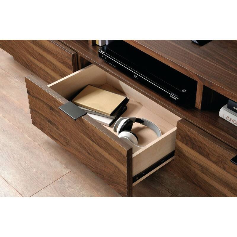 Modern Walnut Finish TV Stand Entertainment Center - Fits up to 70-inch TV - 70.98W x 18.98D x 20.75H in.