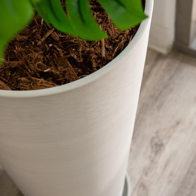 XBrand Modern 28-Inch Tall Round Planter, Modern Tapered Planter Perfect for Indoor & Outdoor Planter, Patio Décor
